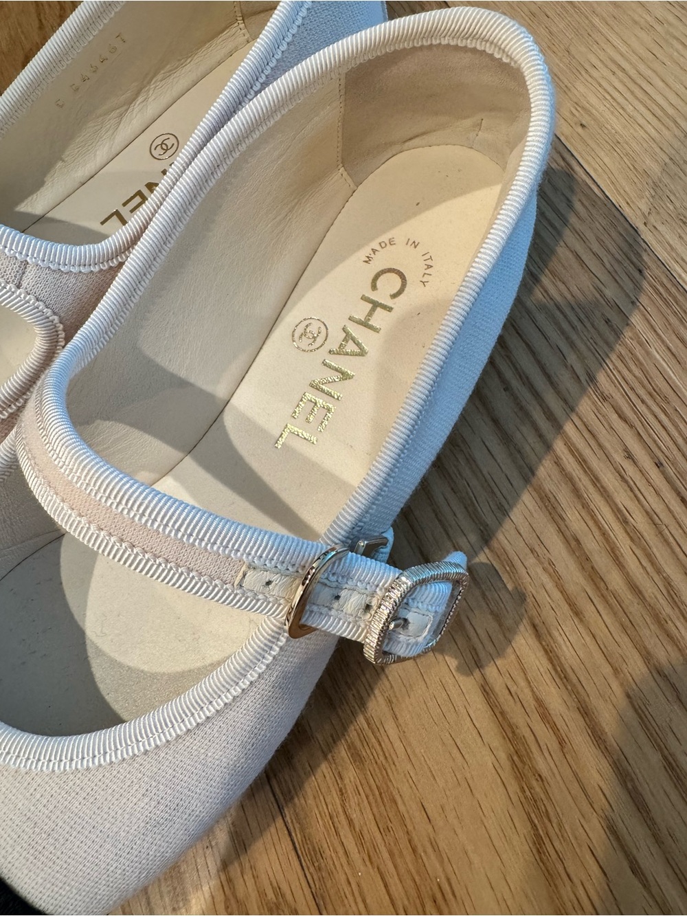 CHANEL Two-Tone Mary Jane Flats - Ivory and Black Cap - Picture 2 of 8